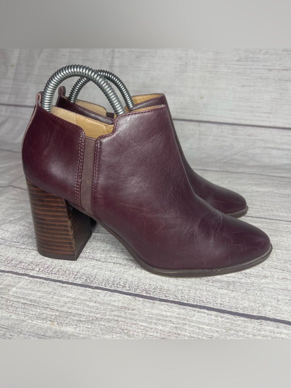 Franco Sarto Women’s 7.5 Dante Burgundy Leather Ankle Heeled Boots